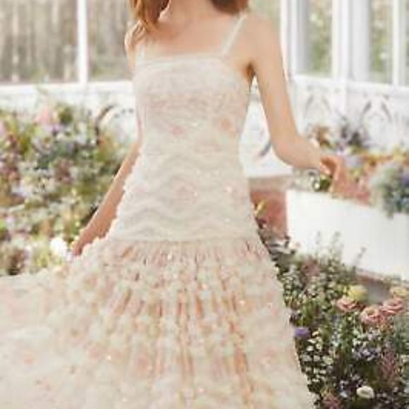 Needle and thread Lace hue dress US 12 boom floral gown - Picture 5 of 16